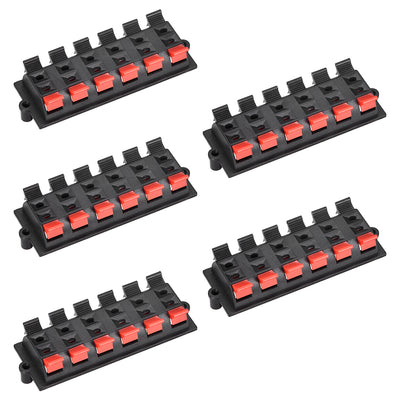 Harfington Uxcell 2 Row 12 Way Spring Speaker Terminal Clip Push Release Connector Audio Cable Terminals Strip Block WP12-03B 5Pcs