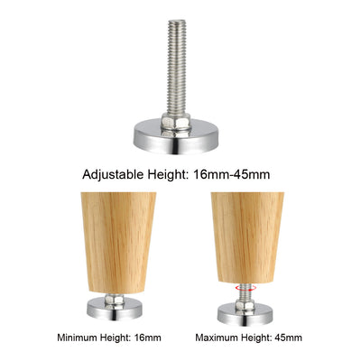 Harfington Uxcell Furniture Levelers, 16mm to 45mm Adjustable Height M8 x 38.5mm Threaded, 4Pcs