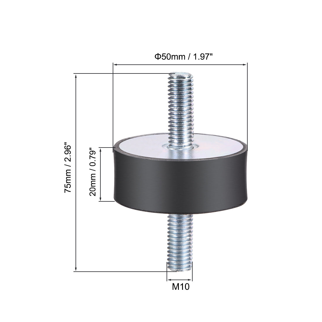 Uxcell Uxcell 20 x 20mm Rubber Mounts, Vibration Isolators, with M5  x 13mm Studs