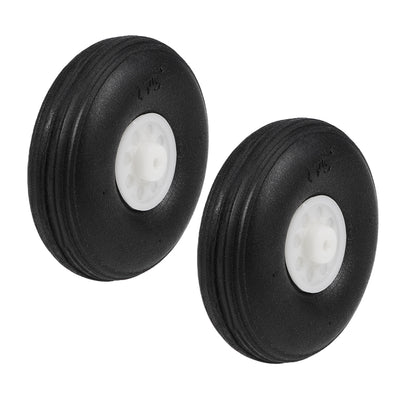 Harfington Uxcell Tire and Wheel Sets for RC Airplane,PU Sponge Tire with Plastic Hub,1.75" 2pcs
