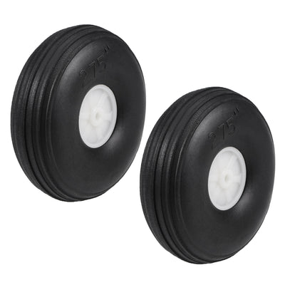 Harfington Uxcell Tire and Wheel Sets for RC Airplane,PU Sponge Tire with Plastic Hub,2.75" 2pcs