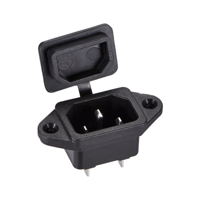 Harfington Uxcell C14 Panel Mount Plug Adapter AC 250V 10A 3 Pins IEC Inlet Module Plug Power Connector Socket with cover 2pcs