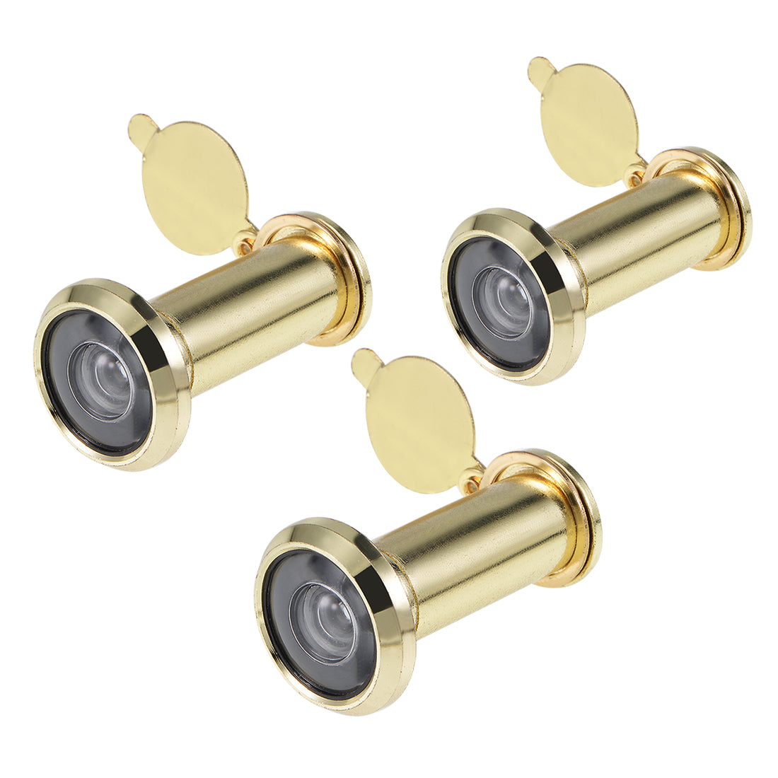 uxcell Uxcell Brass Door Viewer for 35mm-55mm Doors, Polished Gold Finish, 3 Pcs