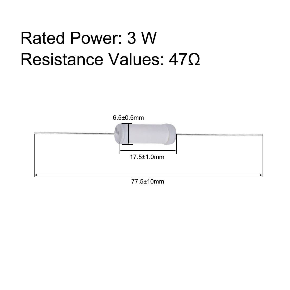 uxcell Uxcell 20pcs 3W 3 Watt Metal Oxide Film Resistor Lead 47 Ohm ±5% Tolerance