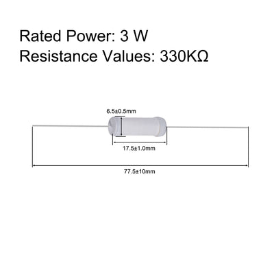 Harfington Uxcell 40pcs 3W 3 Watt Metal Oxide Film Resistor Lead 330K Ohm ±5% Tolerance