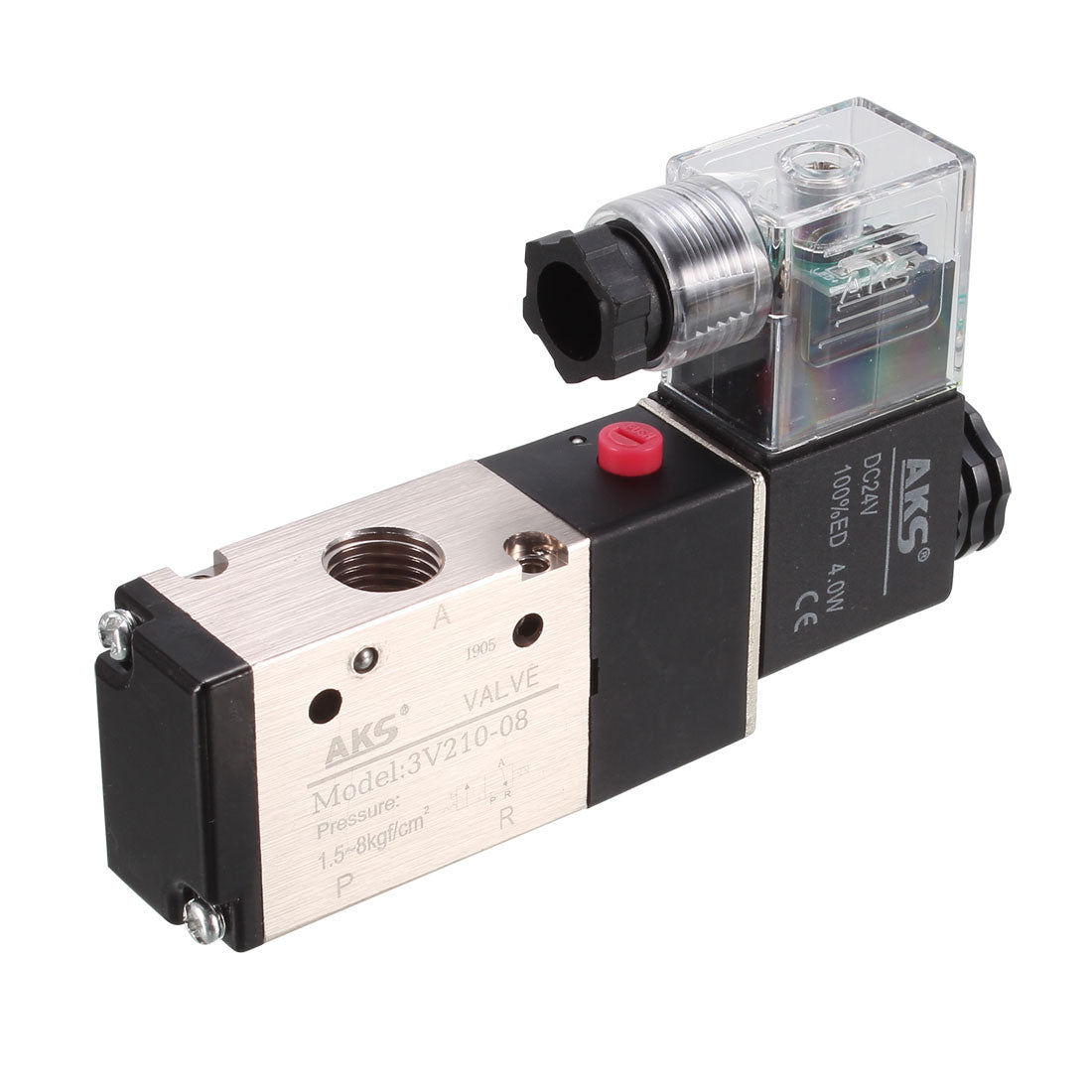 uxcell Uxcell 3V210-08 Pneumatic Air NC Single Electrical Control Solenoid Valve DC 24V 3 Way 2 Position 1/4" G  Thread Internally Piloted Acting Type