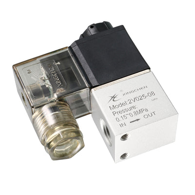 Harfington Uxcell 2V025-08 Pneumatic Air NC Single Electrical Control Solenoid Valve DC 24V 2 Way 2 Position 1/4" PT Internally Piloted Acting Type