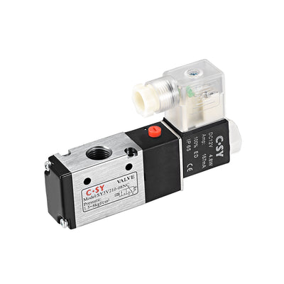Harfington Uxcell 3V210-08 Pneumatic Air NC Single Piloted  Electrical Control Solenoid Valve DC 12V 3 Way 2 Position 1/4" PT Thread Internally Acting Type w LED Light