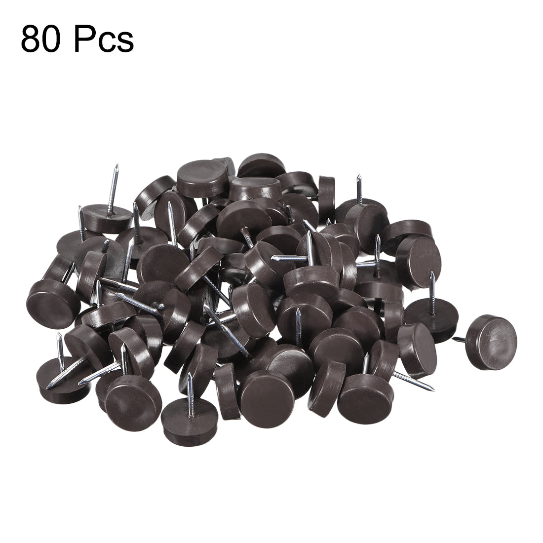 uxcell Uxcell Furniture Feet Nail Chair Table Leg Protector Pad 14mm Dia Brown Plastic 80pcs