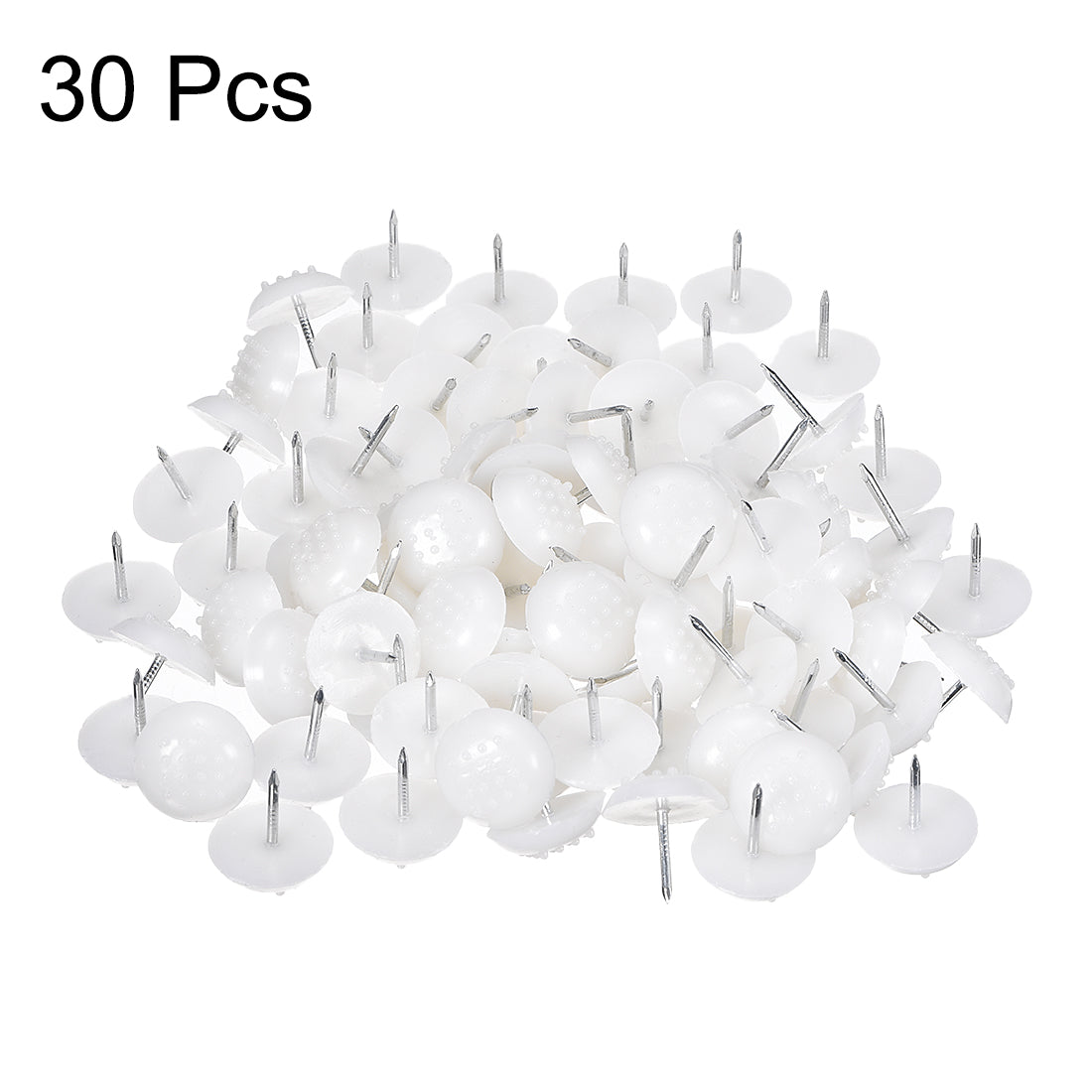 uxcell Uxcell Furniture Feet Nail Chair Table Leg Protector Pad 18mm Dia White Plastic 30pcs