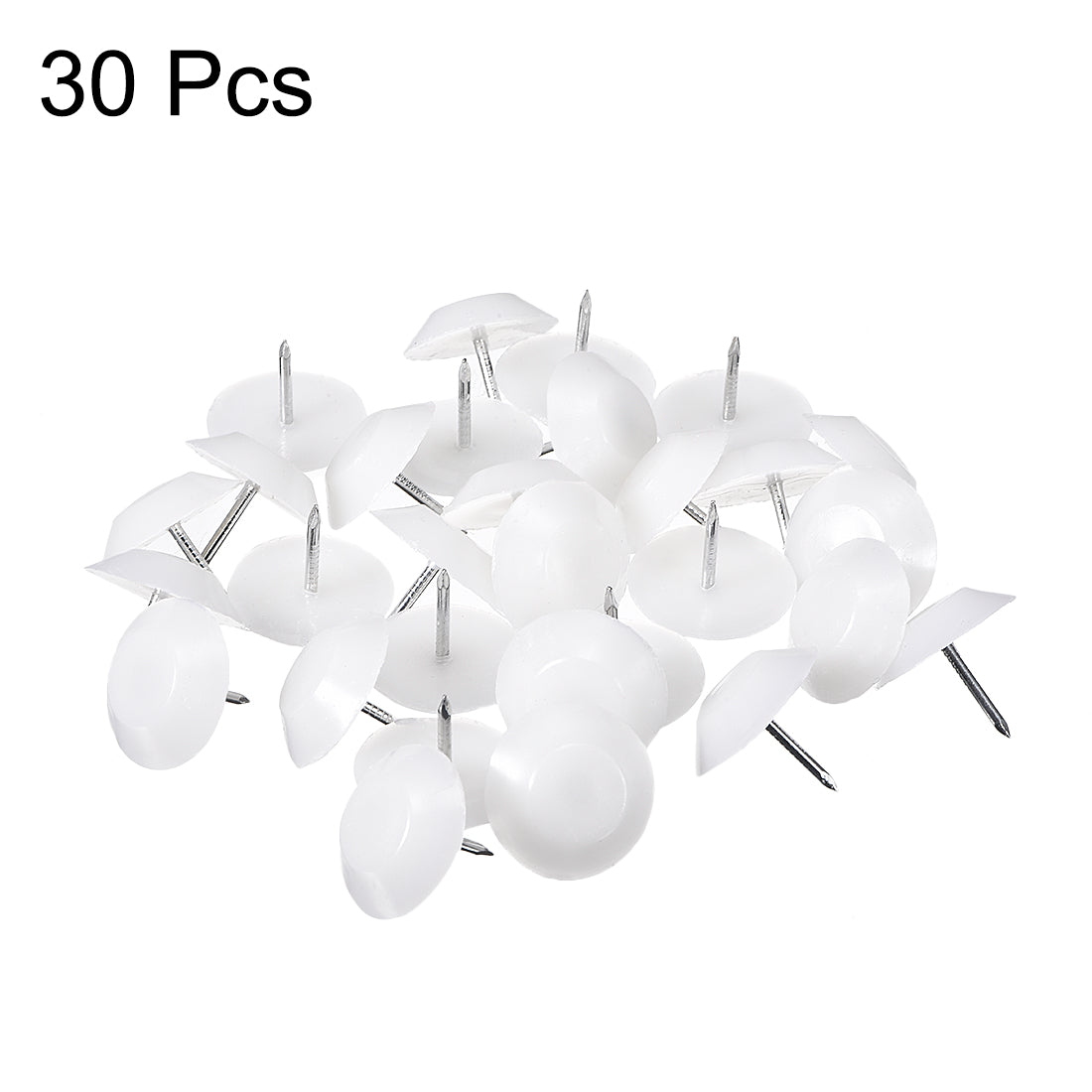 uxcell Uxcell Furniture Feet Nail Chair Table Leg Protector 22mm Dia White Plastic 30pcs