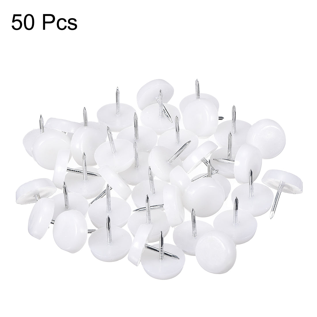 uxcell Uxcell Furniture Feet Nail Chair Table Leg Protector Pad 16mm Dia White Plastic 50pcs