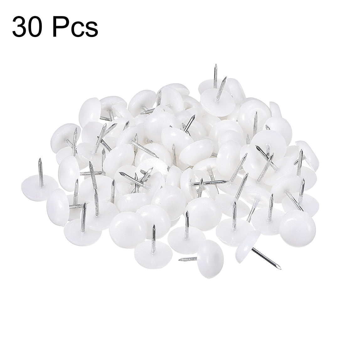uxcell Uxcell Furniture Feet Nail Chair Table Leg Protector Pad 13.5mm Dia White Plastic 30pcs