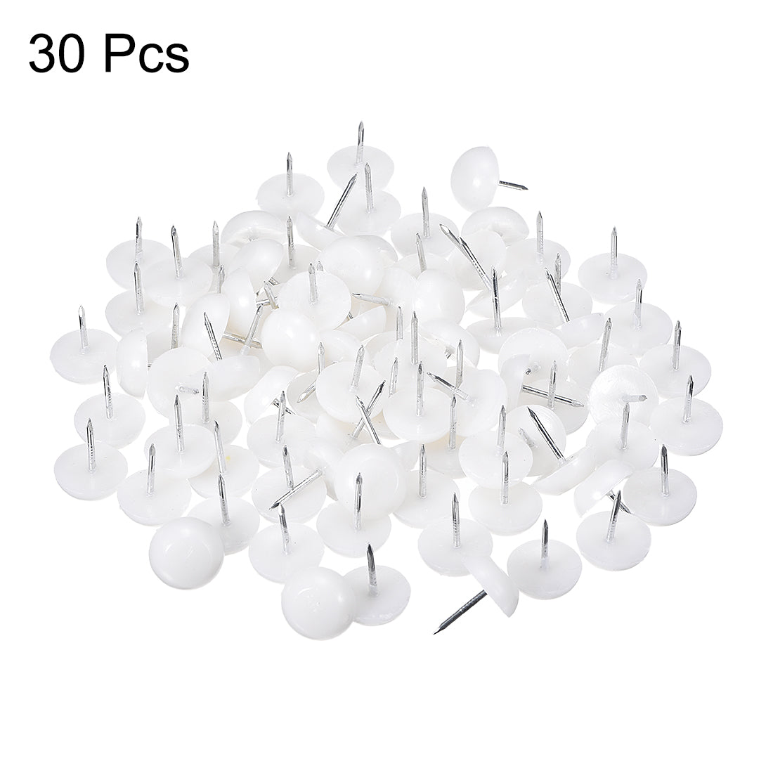 uxcell Uxcell Furniture Feet Nail Chair Table Leg Protector Pad 15mm Dia White Plastic 30pcs