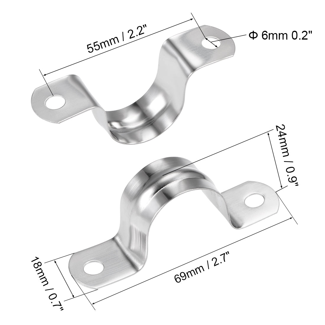 uxcell Uxcell U Shaped Conduit Clamp Saddle Strap Tube Pipe Clip Stainless Steel M25 10Pcs