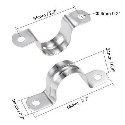Harfington Uxcell U Shaped Conduit Clamp Saddle Strap Tube Pipe Clip Stainless Steel M25 10Pcs