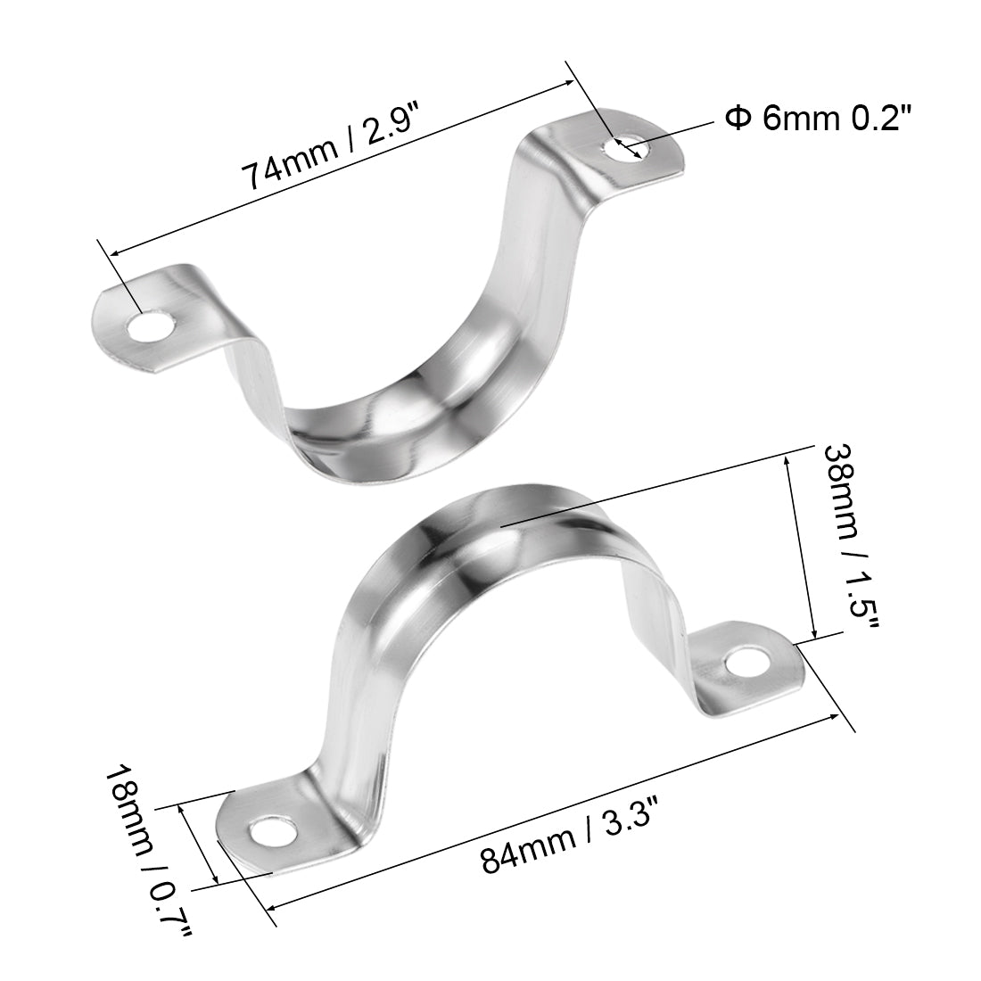 uxcell Uxcell U Shaped Conduit Clamp Saddle Strap Tube Pipe Clip Stainless Steel M40 5Pcs