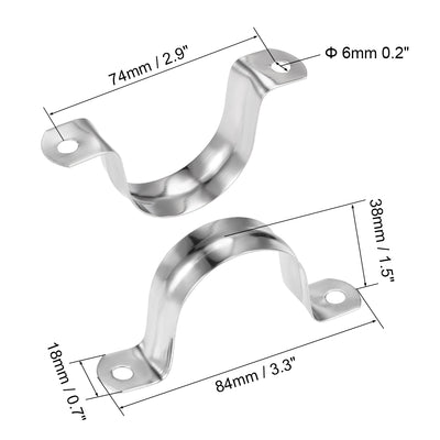 Harfington Uxcell U Shaped Conduit Clamp Saddle Strap Tube Pipe Clip Stainless Steel M40 5Pcs