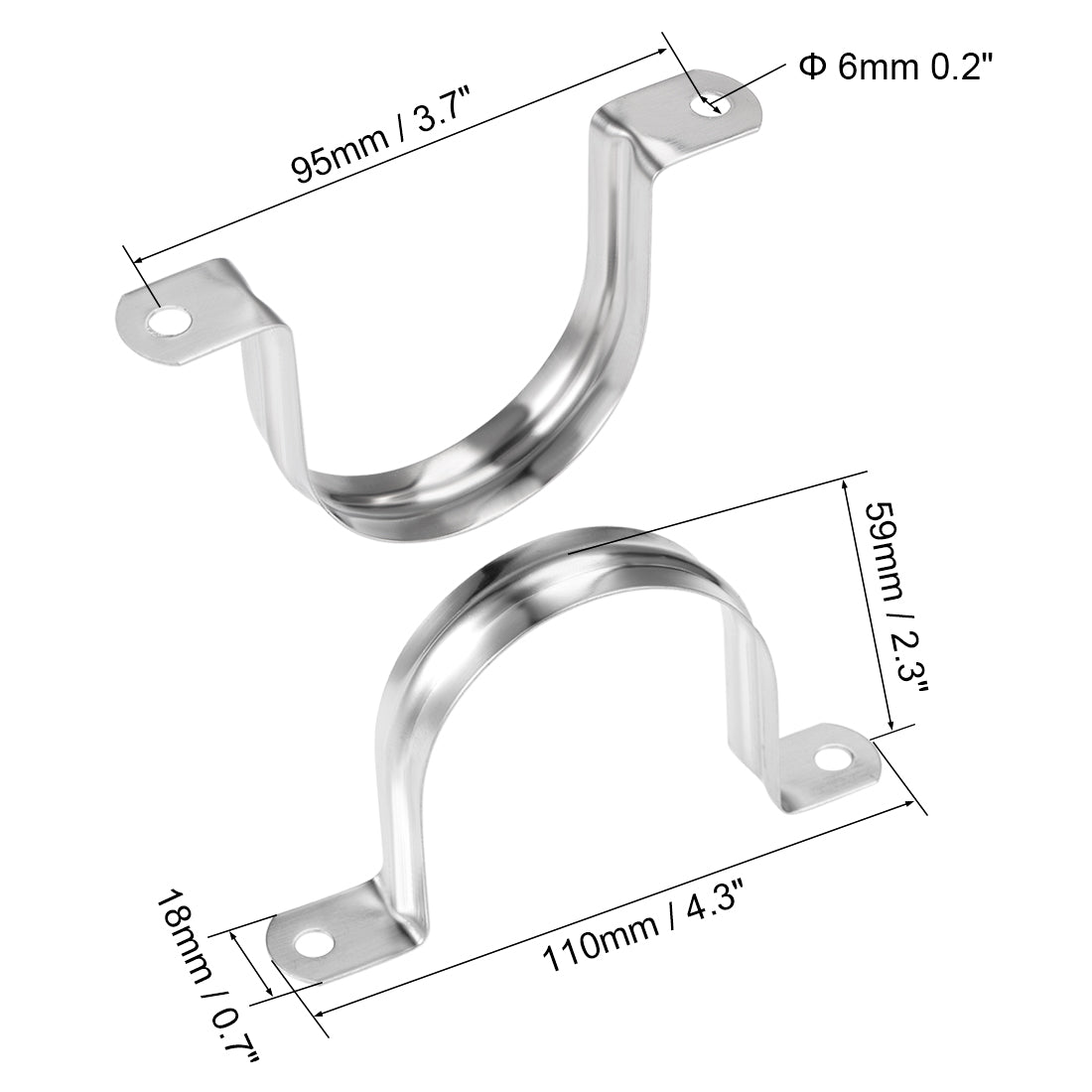 uxcell Uxcell U Shaped Conduit Clamp Saddle Strap Tube Pipe Clip Stainless Steel M60 5Pcs
