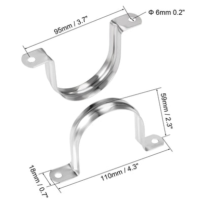 Harfington Uxcell U Shaped Conduit Clamp Saddle Strap Tube Pipe Clip Stainless Steel M60 5Pcs