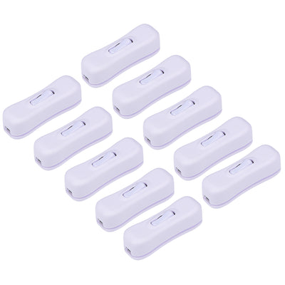 Harfington Uxcell Inline Cord Switch AC 250V 2A SPST Feed-Through Rocker Switch for Bedroom Table Lamp Desk Light, White 10pcs