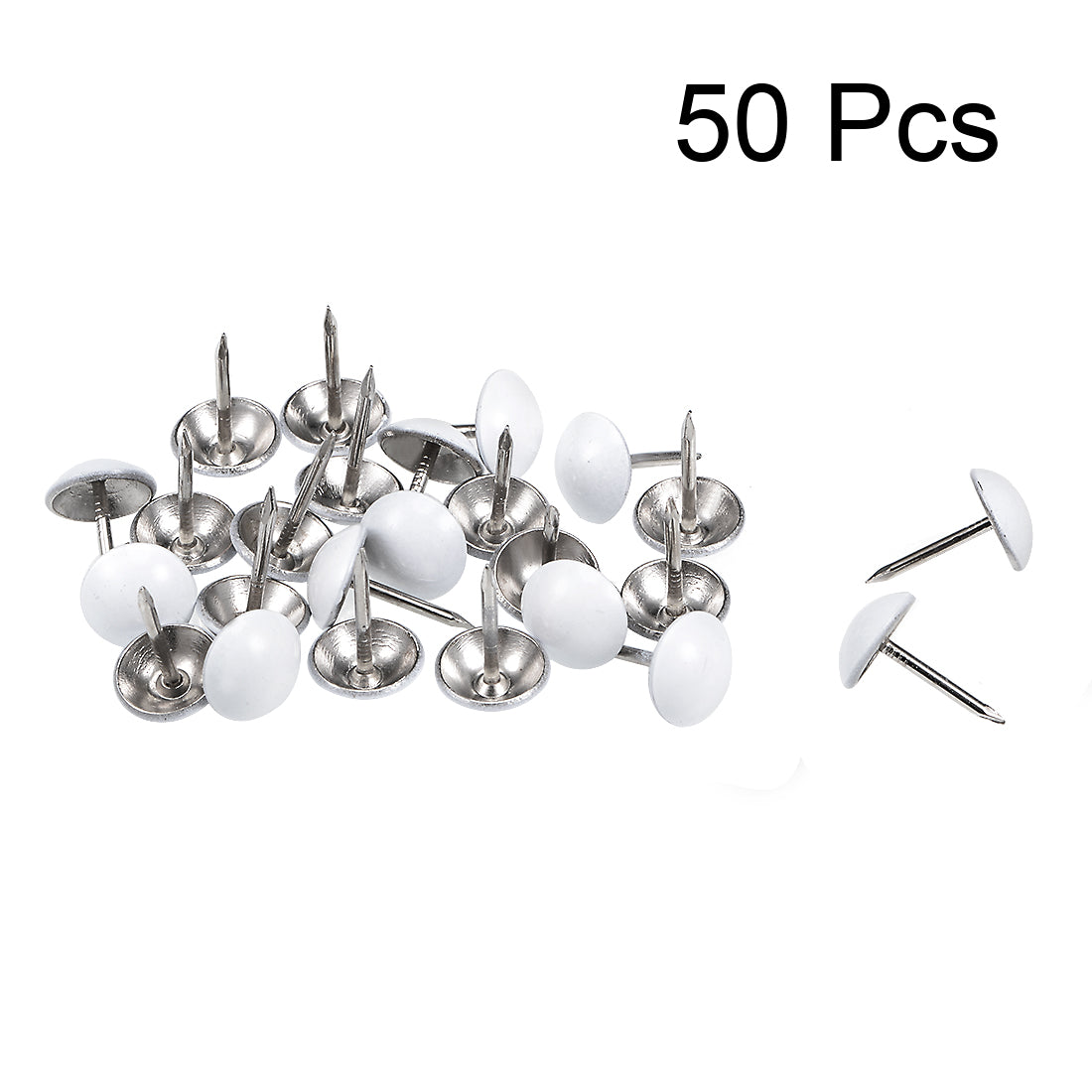 uxcell Uxcell Upholstery Nails Tacks 11mm White Round Head 17mm Length Thumb Push Pins 50 Pcs