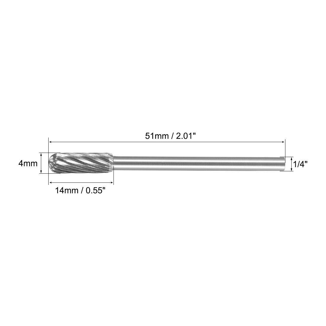 uxcell Uxcell Single Cut Rotary Burrs File Radius Cylinder Shape 1/8" Shank and 4 mm Head 2pcs