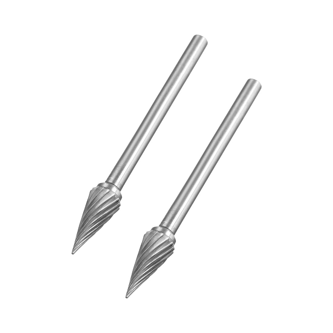 uxcell Uxcell Single Cut Rotary Burrs File Pointed Cone Shape w 1/8" Shank 1/4" Head Size 2pcs