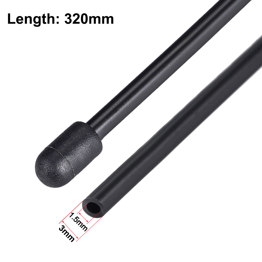 uxcell Uxcell RC Antenna Tube with Cap for RC Boat, Plastic Black 5pcs