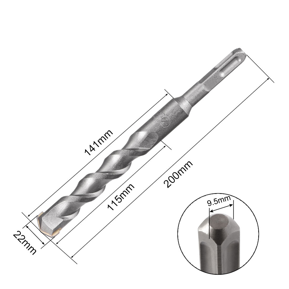 uxcell Uxcell Masonry Drill Bit 22mmx200mm 9.5mm Square Shank for Impact Drill