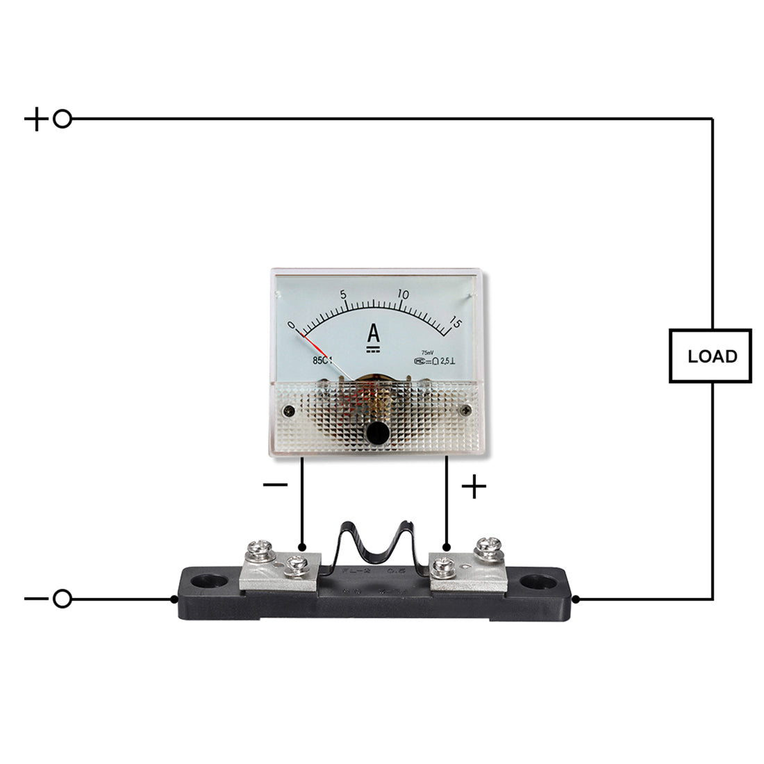 uxcell Uxcell Shunt Resistor 15A 75mV for DC Ammeter Panel Meter External FL-2 Shunt