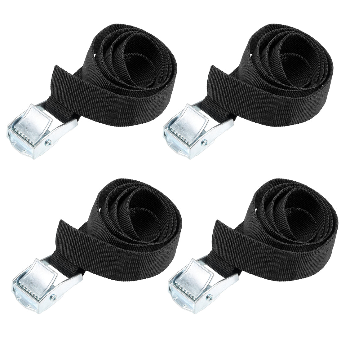 uxcell Uxcell 0.8M x 25mm Lashing Strap Cargo Tie Down StrapsBuckle Up to 80Kg, Black, 4Pcs