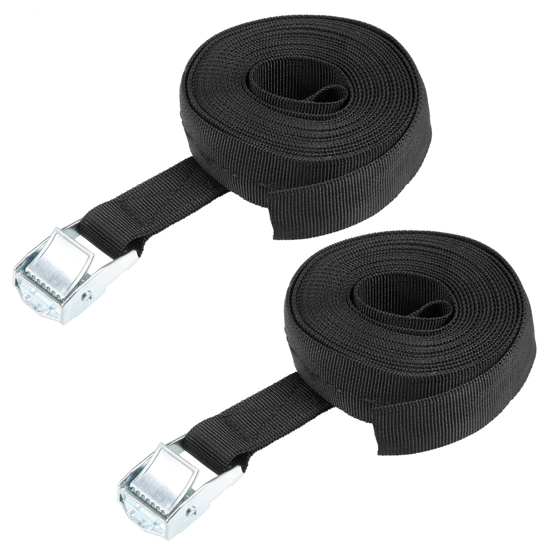 uxcell Uxcell 4M x 25mm Lashing Strap Cargo Tie Down Straps Buckle Up to 80Kg, Black, 2Pcs