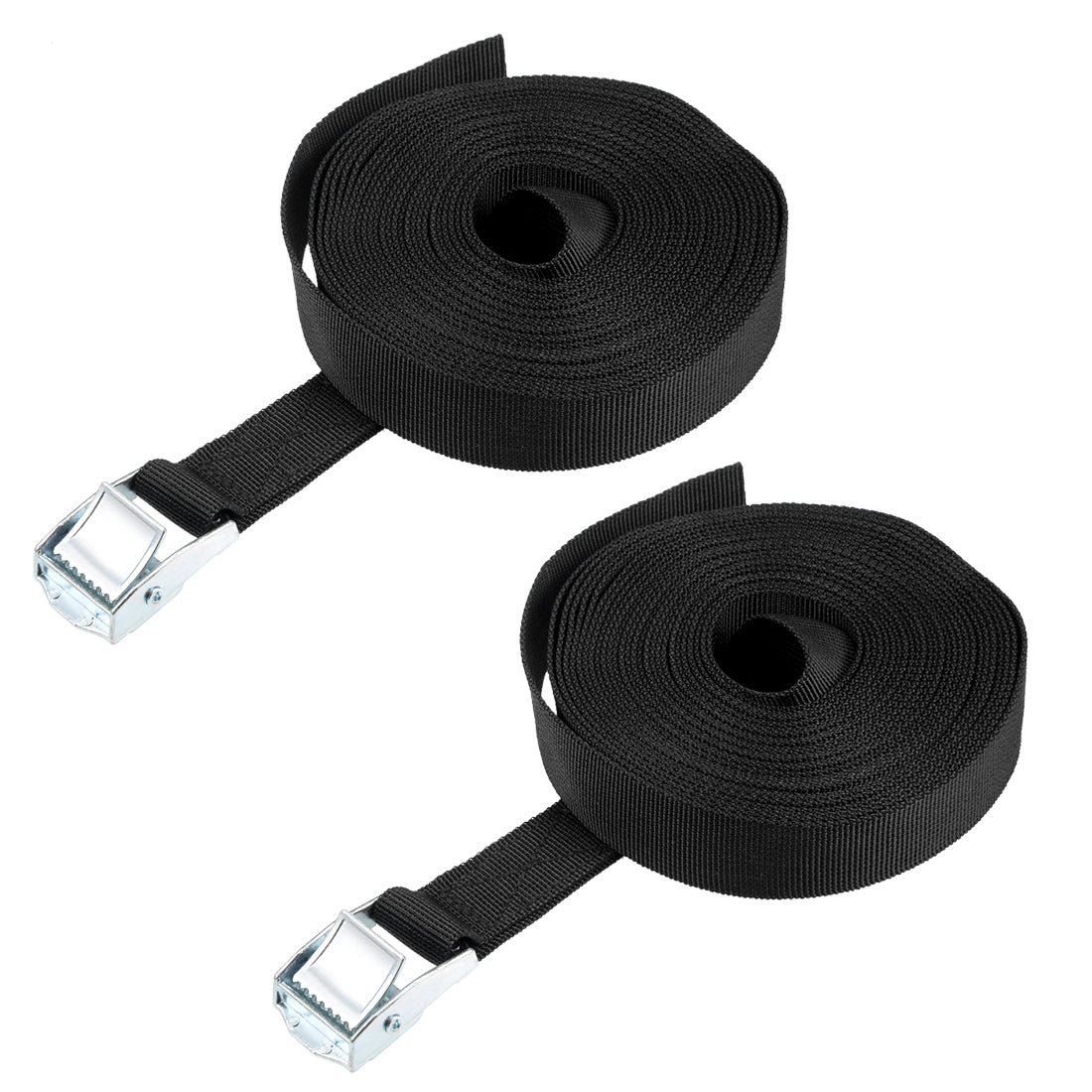 uxcell Uxcell 7M x 25mm Lashing Strap Cargo Tie Down Straps Buckle Up to 80Kg, Black, 2Pcs
