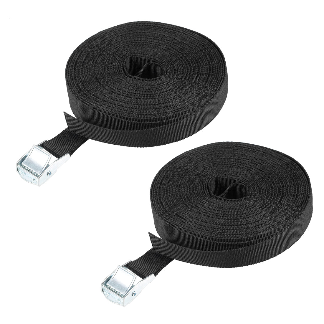 uxcell Uxcell 11M x 25mm Lashing Strap Cargo Tie Down Straps Buckle Up to 80Kg, Black, 2Pcs