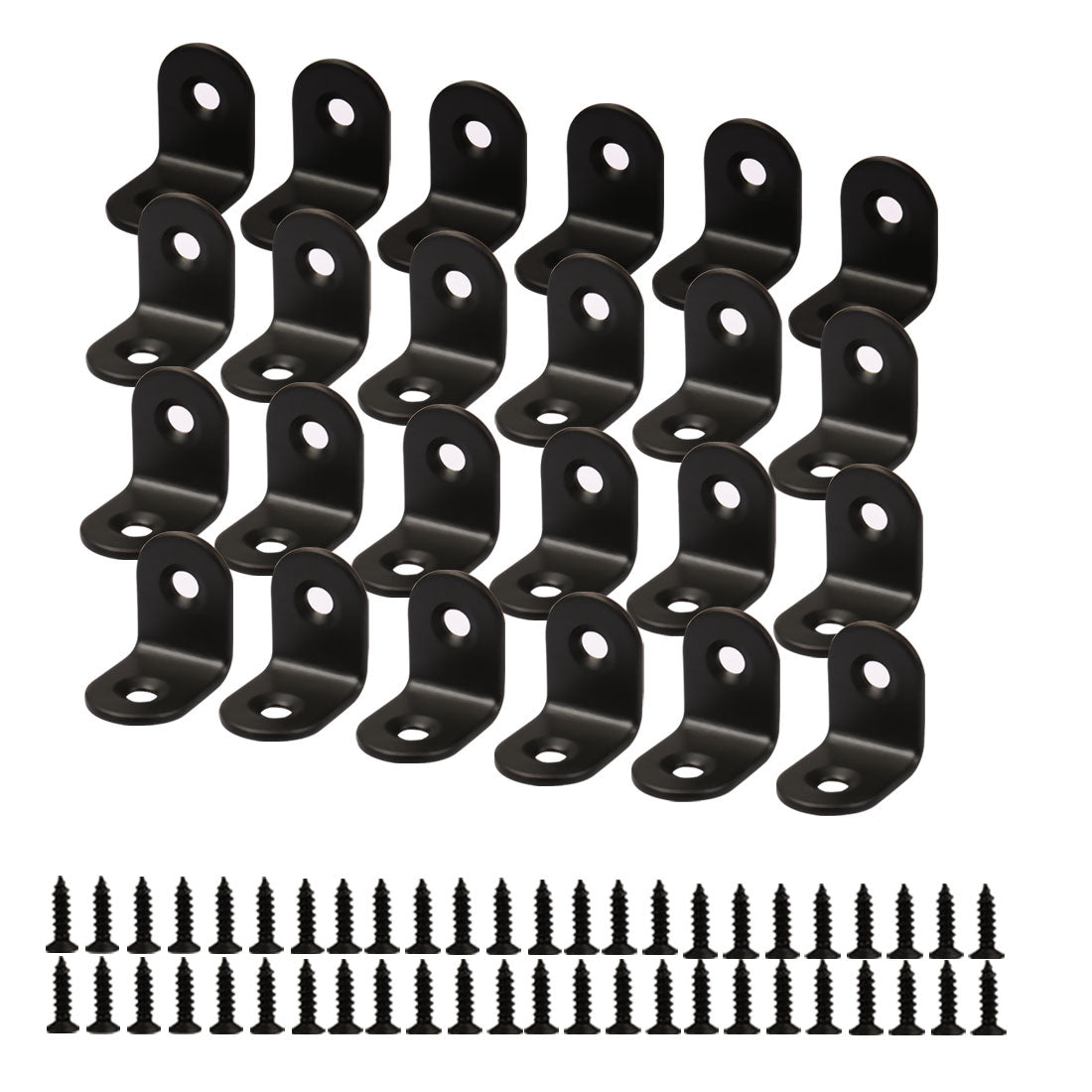 uxcell Uxcell Angle Bracket Stainless Steel Black Brace Support w Screws 20 x 20mm, 24pcs