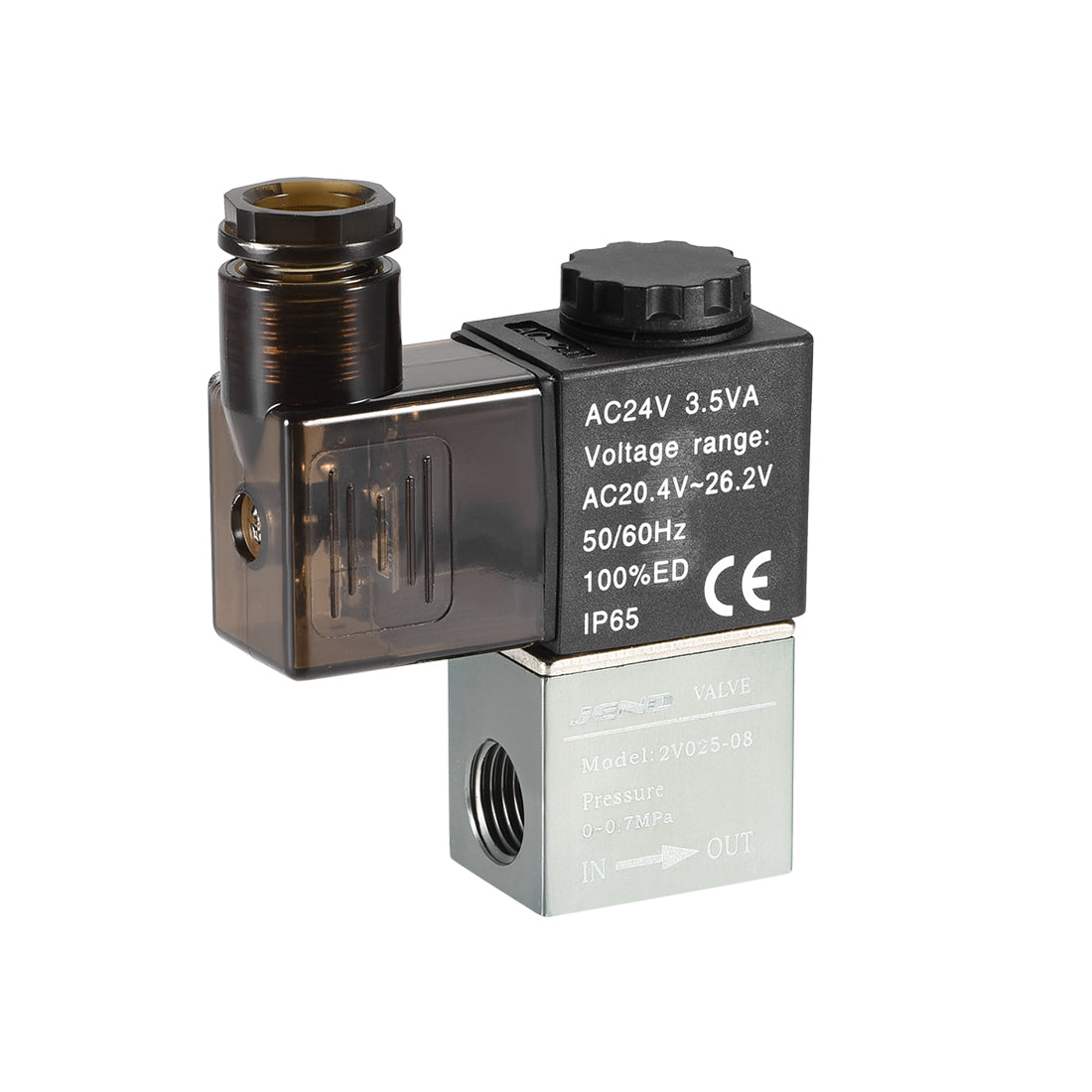 uxcell Uxcell 2V025-08 Pneumatic Air NC Single Electrical Control Solenoid Valve AC 24V 2 Way 2 Position 1/4" PT Internally Piloted Acting Type