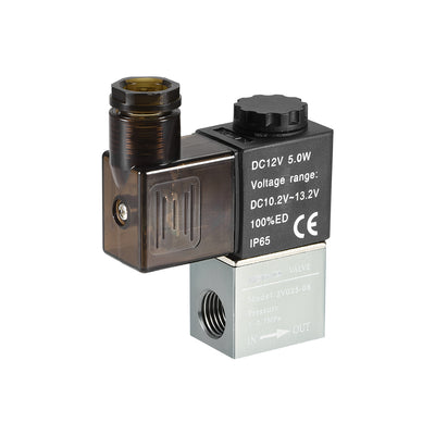Harfington Uxcell 2V025-08 Pneumatic Air NC Single Electrical Control Solenoid Valve DC 12V 2 Way 2 Position 1/4" PT Thread Internally Piloted Acting Type