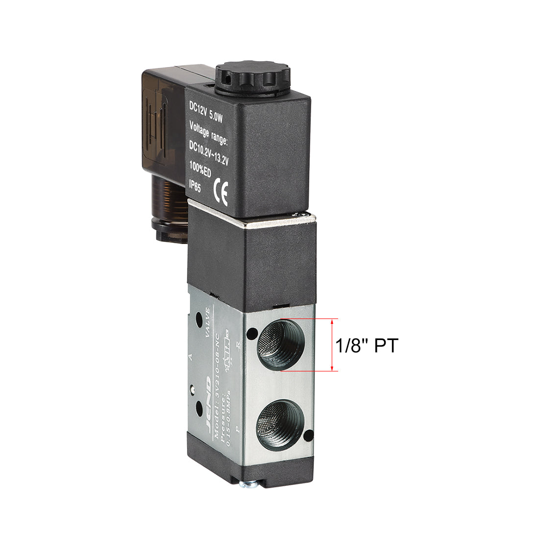 uxcell Uxcell 3V210-08 Pneumatic Air NC Single Piloted  Electrical Control Solenoid Valve DC 12V 3 Way 2 Position 1/4" PT Internally Acting Type