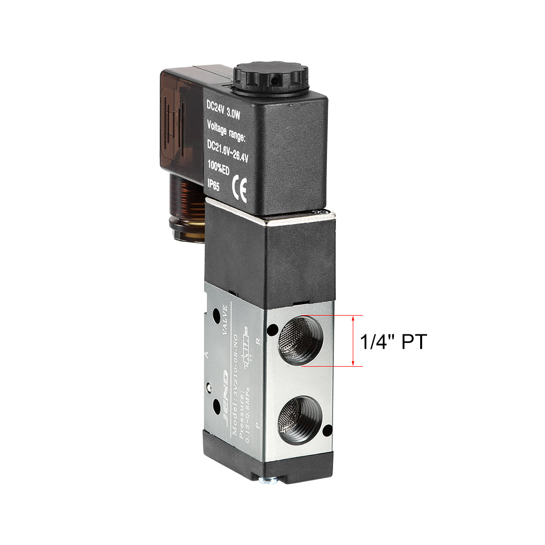 uxcell Uxcell 3V210-08 Pneumatic Air NO Single Piloted  Electrical Control Solenoid Valve DC 24V 3 Way 2 Position 1/4" PT Thread Internally Acting Type