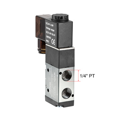 Harfington Uxcell 3V210-08 Pneumatic Air NO Single Piloted  Electrical Control Solenoid Valve DC 24V 3 Way 2 Position 1/4" PT Thread Internally Acting Type
