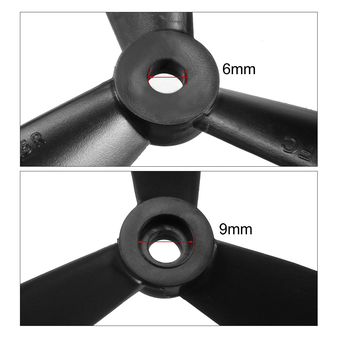 uxcell Uxcell RC Propellers 8045 8x4.5 Inch 3-Vane Multi-Rotor for Aircraft Toy, Nylon Black 1 Pair with Adapter Rings