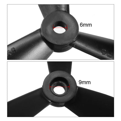 Harfington Uxcell RC Propellers 8045 8x4.5 Inch 3-Vane Multi-Rotor for Aircraft Toy, Nylon Black 1 Pair with Adapter Rings