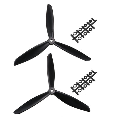 Harfington Uxcell RC Propellers 8045 8x4.5 Inch 3-Vane Multi-Rotor for Aircraft Toy, Nylon Black 1 Pair with Adapter Rings