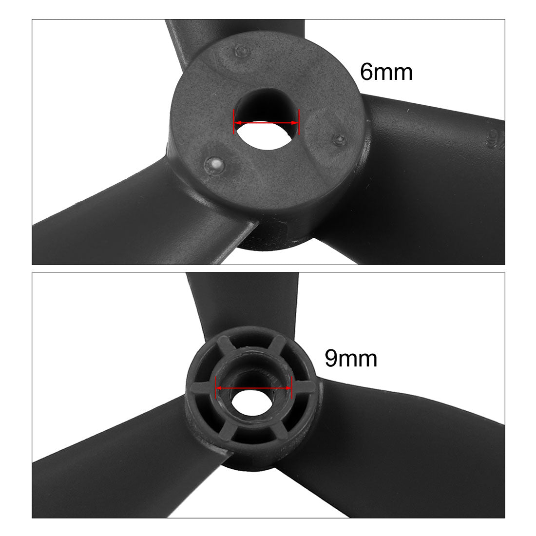 uxcell Uxcell RC Propellers  C 9045 9x4.5 Inch 3-Vane Multi-Rotor for Aircraft, Nylon Black 1 Pair with Adapter Rings