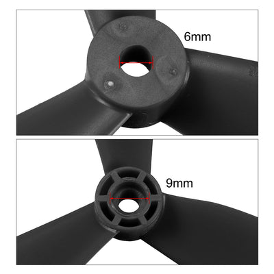 Harfington Uxcell RC Propellers  C 9045 9x4.5 Inch 3-Vane Multi-Rotor for Aircraft, Nylon Black 1 Pair with Adapter Rings
