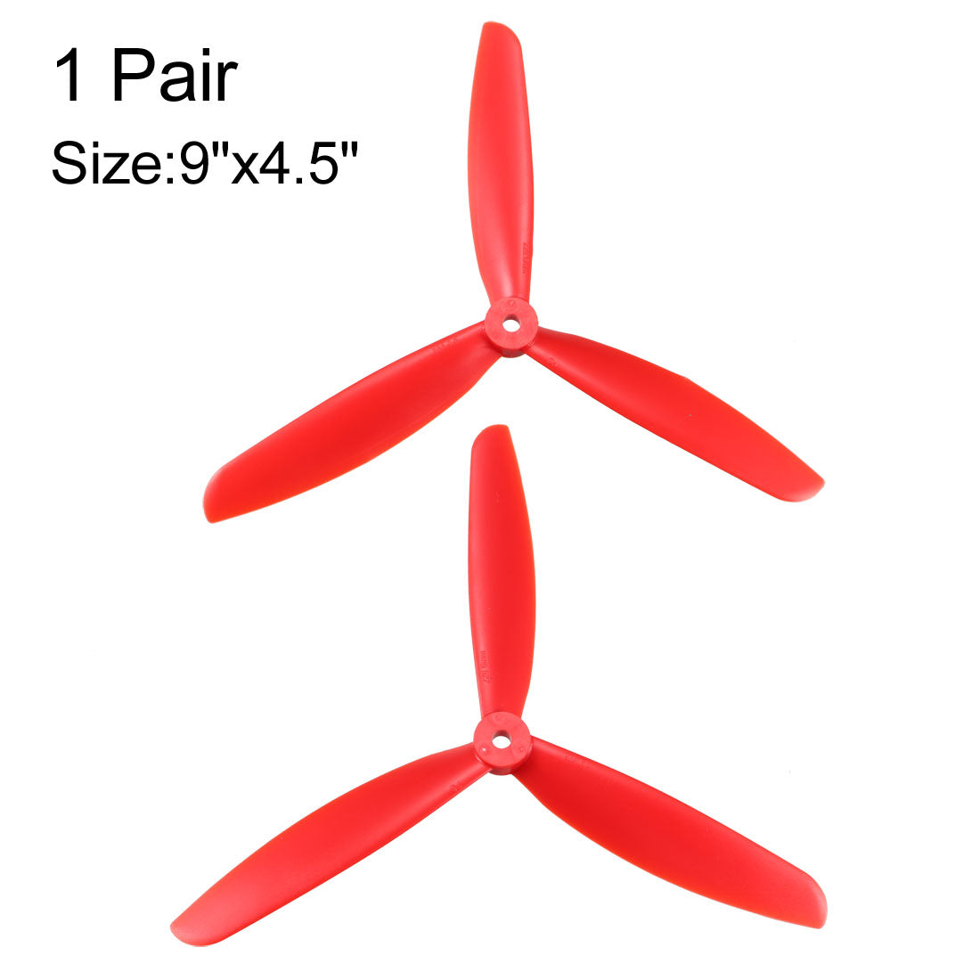 uxcell Uxcell RC Propellers  C 9045 9x4.5 Inch 3-Vane Multi-Rotor for Aircraft Toy, Nylon Red 1 Pair with Adapter Rings