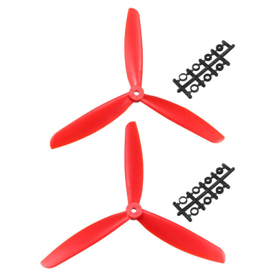 Harfington Uxcell RC Propellers  C 9045 9x4.5 Inch 3-Vane Multi-Rotor for Aircraft Toy, Nylon Red 1 Pair with Adapter Rings