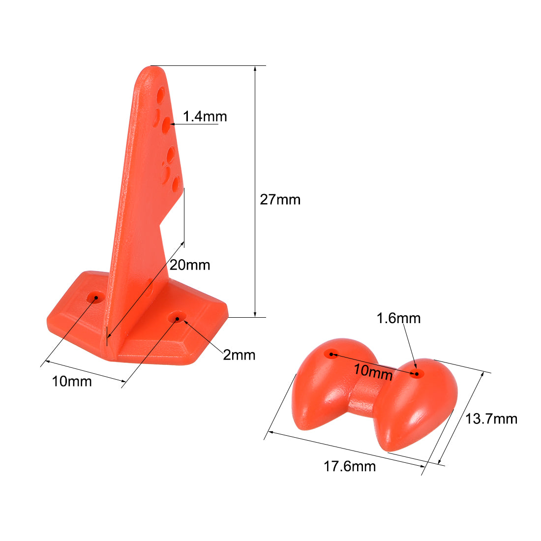 uxcell Uxcell Control Horn, 27x20mm Plastic Horns with 4 Holes 1.4mm for RC Airplane Parts Red 10 Sets
