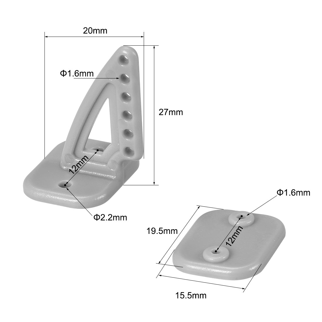 uxcell Uxcell Control Horn, 27x20mm Plastic Horns with 6 Holes 1.6mm for RC Airplane Parts Grey 10 Sets